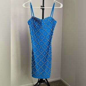 Blue Formal Dress with Diamonds